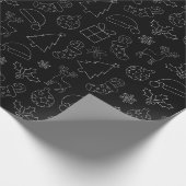 Elegantes Schwarz-Silberner Glitzer Weihnachtsmust Geschenkpapier (Ecke)
