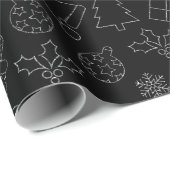 Elegantes Schwarz-Silberner Glitzer Weihnachtsmust Geschenkpapier (Rolleneckpunkt)