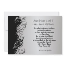 Elegantes Schwarz & Silver Floral Wedding Design