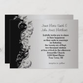 Elegantes Schwarz & Silver Floral Wedding Design Einladung (Vorne/Hinten)