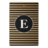 Elegantes Schwarz-Streifen-Monogramm Mini Klemmbrett (Rückseite)
