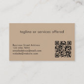 Elegantes Schwarz-Tan-Logo-QR-Code Professional Visitenkarte (Rückseite)