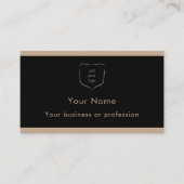 Elegantes Schwarz-Tan-Logo-QR-Code Professional Visitenkarte (Vorderseite)