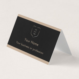 Elegantes Schwarz-Tan-Logo-QR-Code Professional Visitenkarten