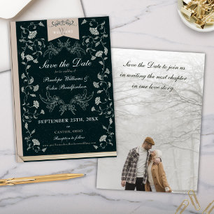 Elegantes Schwarz-Tan-Vintage-Save-the-Date Einladung