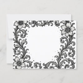 Elegantes Schwarz-Tinte-Blumendesign Postkarte