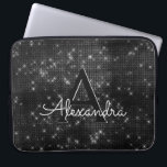 Elegantes Schwarz-u. weißesfunkelndes Laptopschutzhülle<br><div class="desc">Eleganter Schwarzweiss-Schein-und Schimmer-eleganter Monogramm-Kasten. Dieser Fall kann besonders angefertigt werden,  um Ihre Initiale und Vornamen einzuschließen.</div>