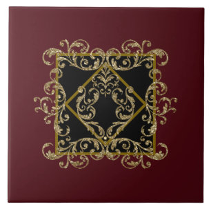 Elegantes Schwarz und Bordeaux Fliese