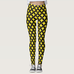 Elegantes Schwarz und Gelb kariert Leggings