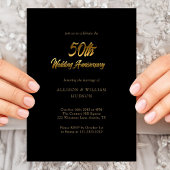 Elegantes Schwarz und Gold: 50. Hochzeitstag Einladung
