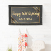 Elegantes Schwarz und Gold 60. Geburtstag Banner (Insitu)