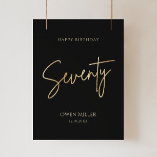 Elegantes Schwarz und Gold 70. Geburtstag Poster