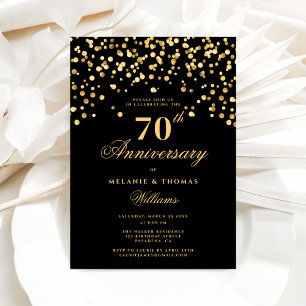 Elegantes Schwarz und Gold 70. Hochzeitstag Einladung