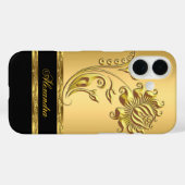 Elegantes Schwarz und Gold auf Gold-Blume Case-Mate iPhone Hülle (Rückseite (Horizontal))
