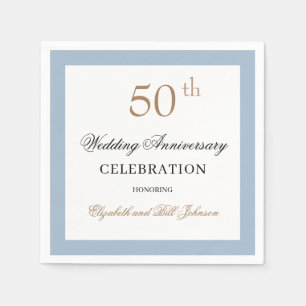 Elegantes Schwarz und Gold Blau Jubiläum Serviette