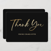 Elegantes Schwarz und Gold Dankeskarte (Vorne/Hinten)