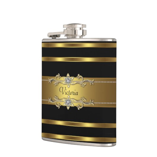 Elegantes Schwarz und Gold Flachmann (Links)