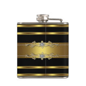 Elegantes Schwarz und Gold Flachmann (Rückseite)