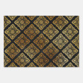 Elegantes Schwarz und Gold Geschenkpapier Set (Vorderseite 3)
