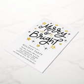 Elegantes Schwarz und Gold gestreift Merry and Bri Folieneinladung (Gedreht)