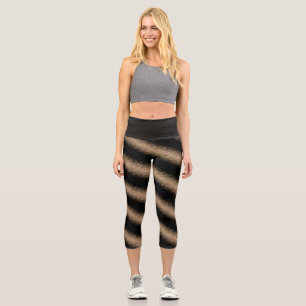 Elegantes Schwarz- und Gold-Glitter-Ombre Capri Leggings