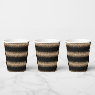 Elegantes Schwarz- und Gold-Glitter-Ombre Pappbecher