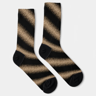 Elegantes Schwarz- und Gold-Glitter-Ombre Socken