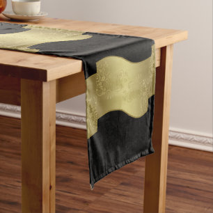Elegantes Schwarz und Gold Großer Tischläufer