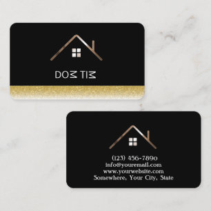 Elegantes Schwarz und Gold, Hausgesellschaft Visitenkarte
