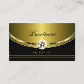 Elegantes Schwarz und Gold mit luxuriösen Rhinesto Visitenkarte (Vorderseite)