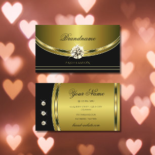 Elegantes Schwarz und Gold mit luxuriösen Rhinesto Visitenkarte