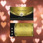 Elegantes Schwarz und Gold mit luxuriösen Rhinesto Visitenkarte