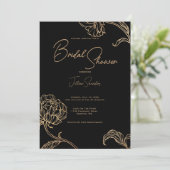Elegantes Schwarz und Gold, Modernes Brautparty Einladung (Stehend Vorderseite)