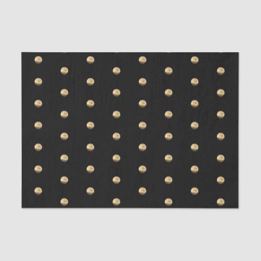 Elegantes Schwarz und Gold Polka Dots Muster Chic Seidenpapier (Vorderseite)