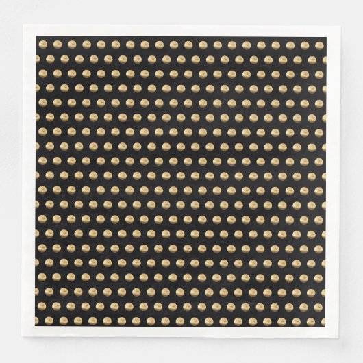 Elegantes Schwarz und Gold Polka Dots Muster Chic Serviette (Vorderseite)