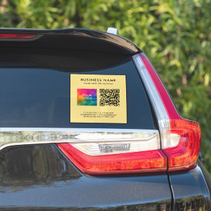 Elegantes Schwarz- und Gold-QR-Code-Logo-Text L gr Aufkleber