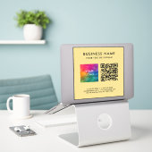 Elegantes Schwarz- und Gold-QR-Code-Logo-Text L gr Aufkleber (Laptop auf Schreibtisch)