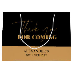 Elegantes Schwarz und Gold Schriftzug Geburtstags  Große Geschenktüte