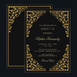 Elegantes Schwarz und Gold Sweet 16 Einladung<br><div class="desc">Elegantes Schwarz und Gold Sweet 16 Einladung</div>
