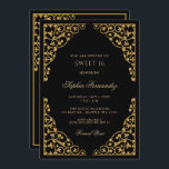 Elegantes Schwarz und Gold Sweet 16 Einladung<br><div class="desc">Elegantes Schwarz und Gold Sweet 16 Einladung</div>
