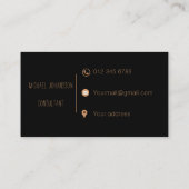 Elegantes Schwarz und Gold  Visitenkarte (Rückseite)