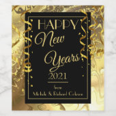 Elegantes Schwarz und Gold Weinetikett (Einzelnes Label)