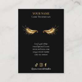 Elegantes Schwarz- und Gold-Wimpern-Kundenaufzeich Visitenkarte
