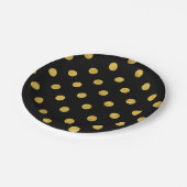 Elegantes Schwarz-und Goldfolien-Tupfen-Muster Pappteller (Schrägansicht)