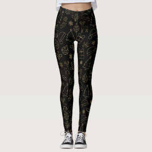 Elegantes Schwarz- und Goldfolien-Weihnachtsmuster Leggings