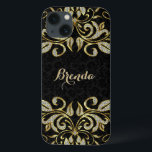 Elegantes Schwarz und Imitate Gold und Glitzer Case-Mate iPhone Hülle<br><div class="desc">Elegante Imitate Gold und Diamanten Glitzer Blütenwirbel über schwarze Blumengestauke. Wenn Sie Hilfe bei der Anpassung eines meiner Designs benötigen,  kontaktieren Sie ArtOnWear Designer. Kostenlose Textformatierung mit Live-Hilfe auf Anfrage.</div>