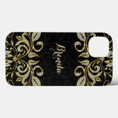 Elegantes Schwarz und Imitate Gold und Glitzer Case-Mate iPhone Hülle (Rückseite (Horizontal))