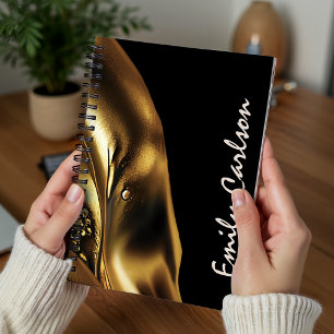 Elegantes Schwarz und künstliches flüssiges Gold Notizblock