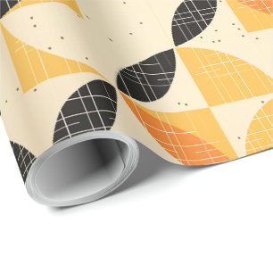 Elegantes Schwarz- und Orangefarbenes Halloween-Mu Geschenkpapier
