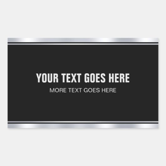Elegantes Schwarz und Silber hinzufügen Ihren Name Rechteckiger Aufkleber (Vorderseite)